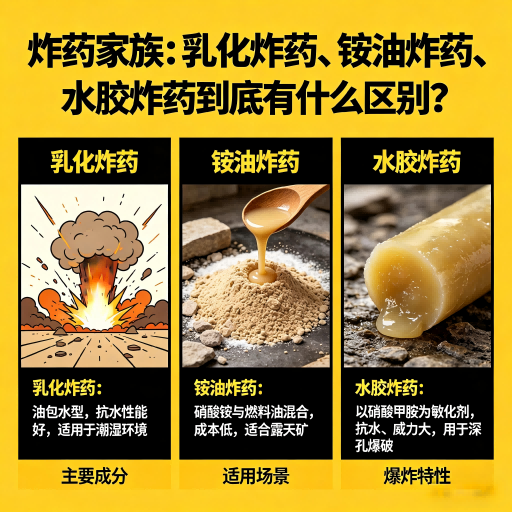沈丘炸药家族：乳化炸药、铵油炸药、水胶炸药到底有什么区别？